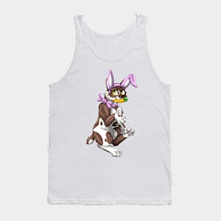 Bobtail BunnyCat: Chocolate Bicolor (Pink) Tank Top